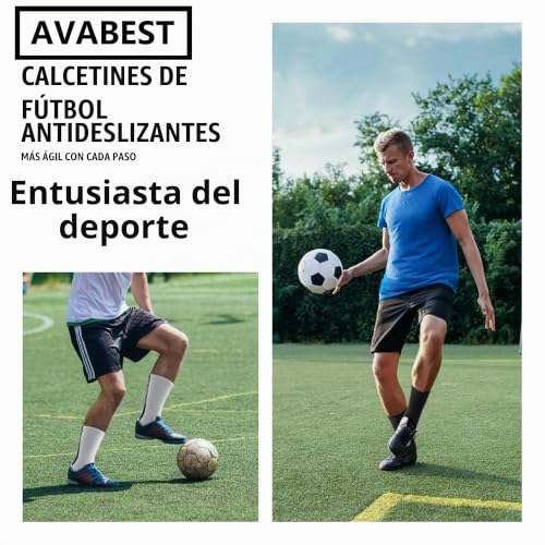 Detalle de AVABEST calcetines deportivos antideslizantes, 2 pares, blancos, talla 39-46