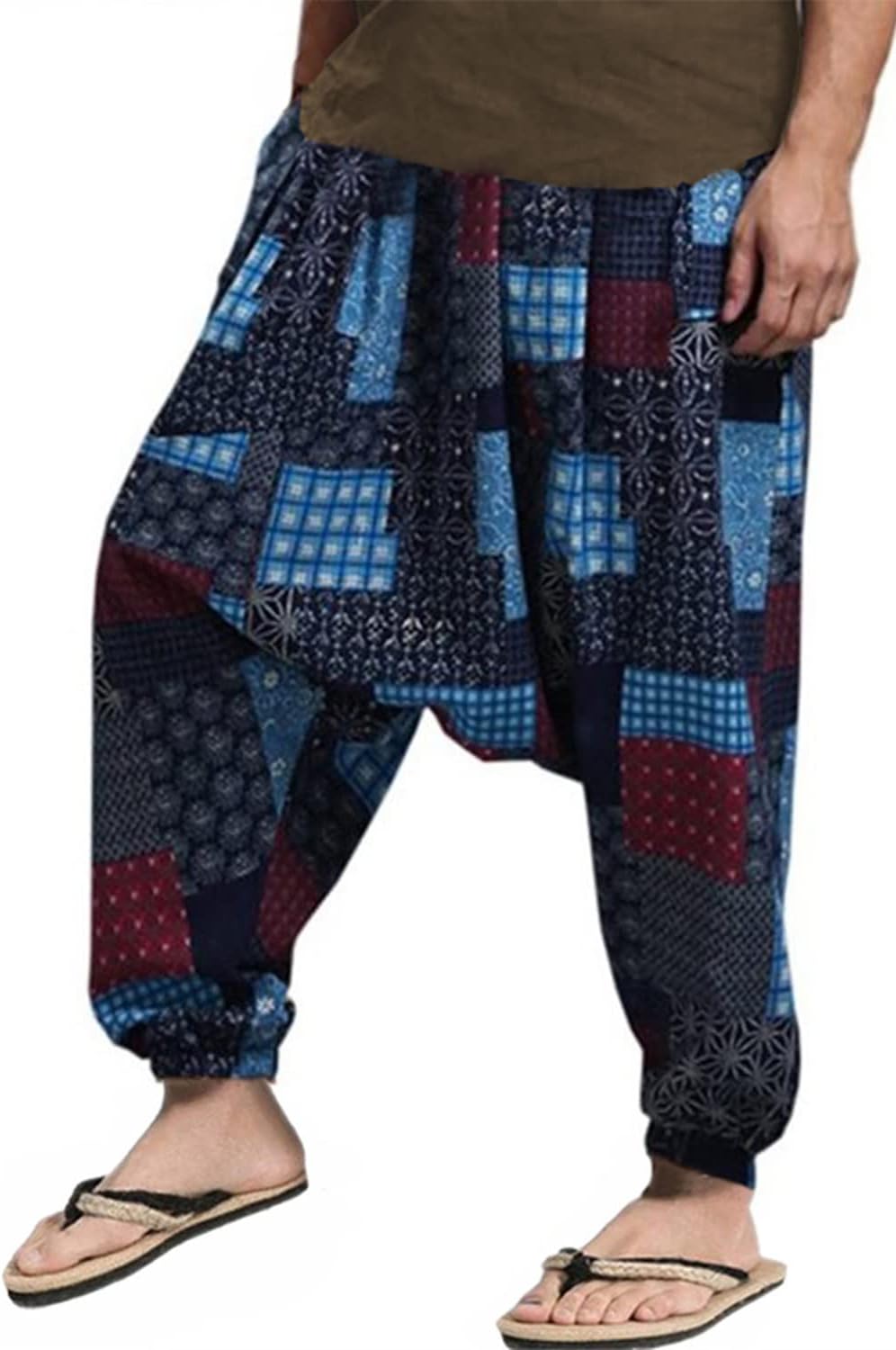 Thumbnail 6 de perdontoo Mens Casual Harem Pants Fancy Print Wide Leg Baggy Trousers
