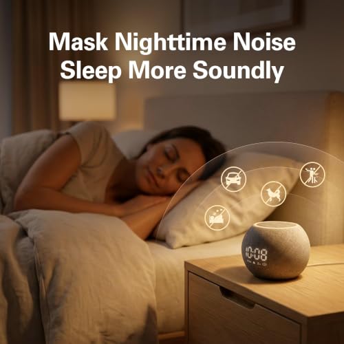 Detalle de Zarler White Noise Machine for Adults with 25 Sounds, Night Light and Alarm Clock