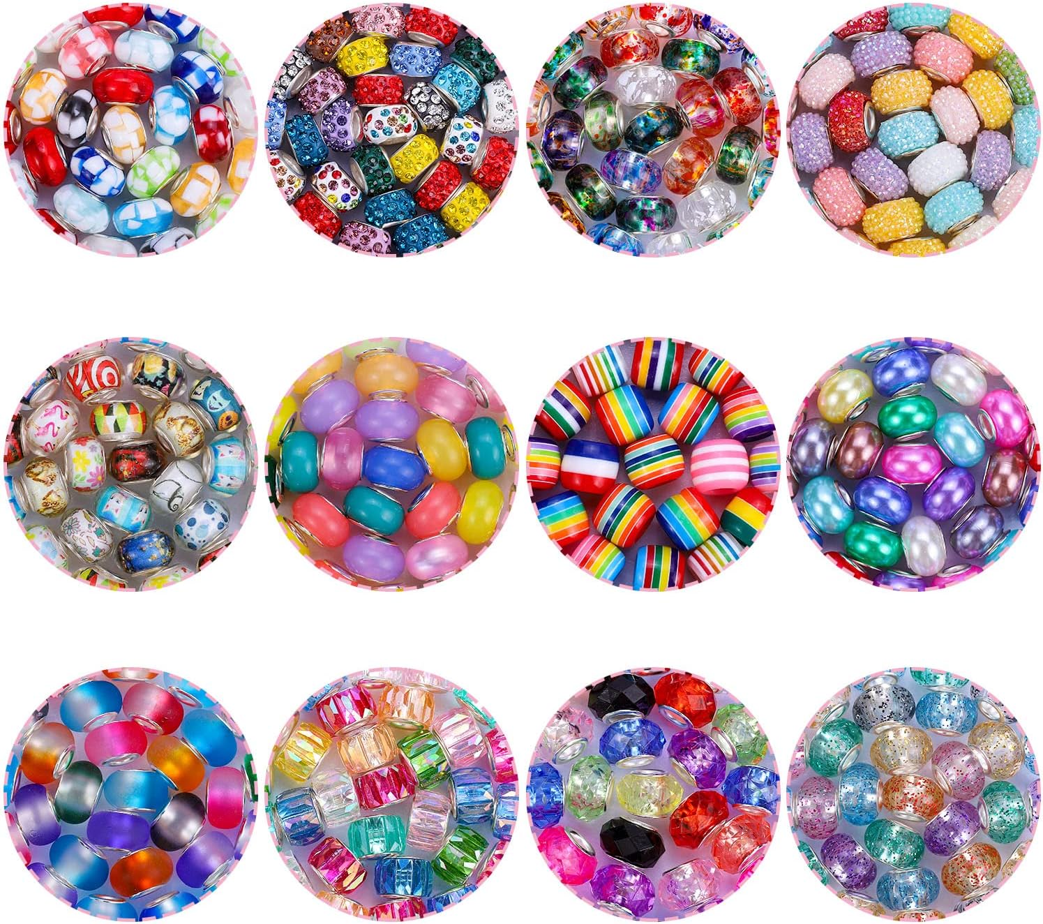 Detalle 2 de AIPRIDY AI-RG-Mix Large-Hole European Beads, 192-Piece Assorted Craft Kit