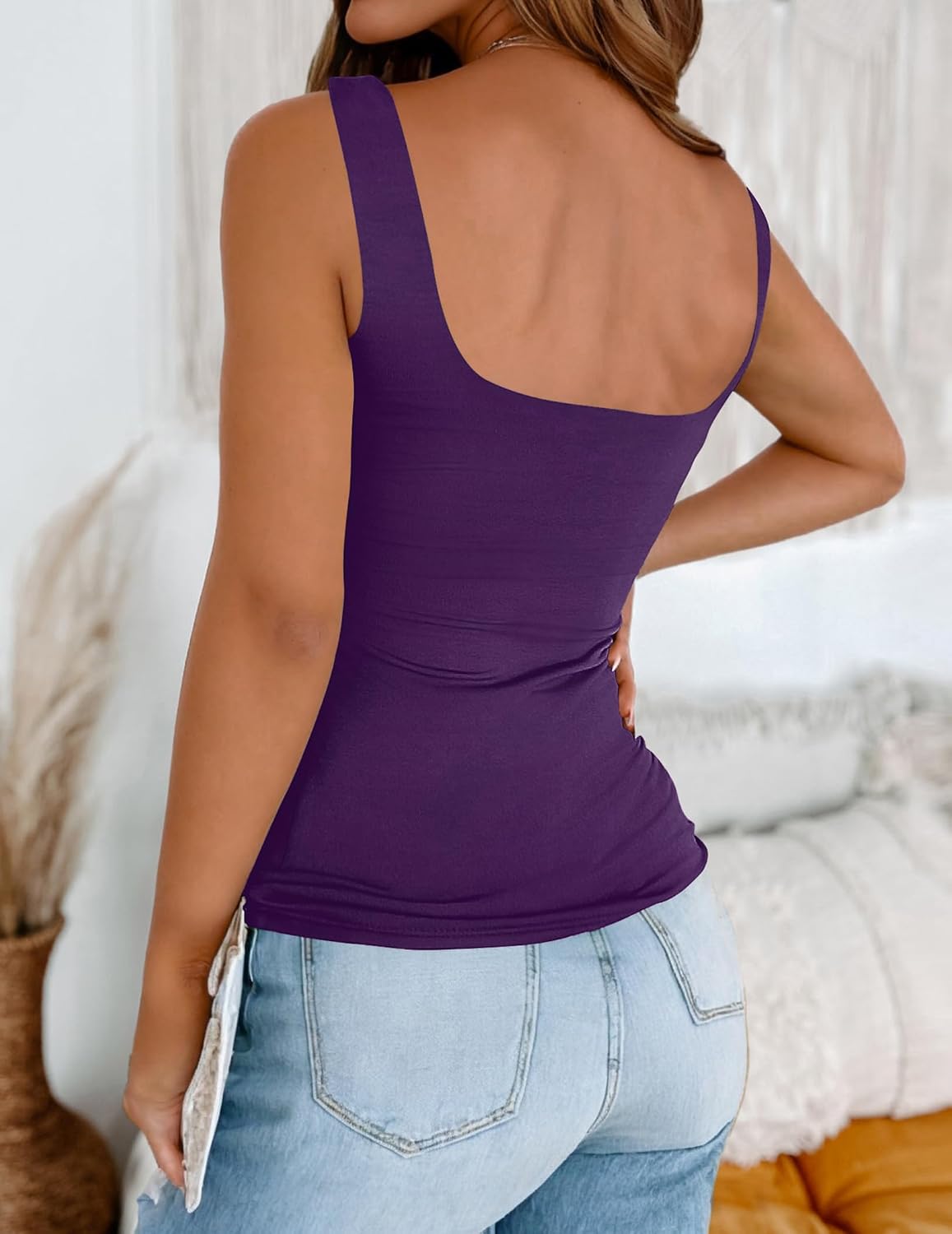 Thumbnail 4 de Zeagoo Women's Square Neck Tank Top, Double-Layered Stretch Fabric
