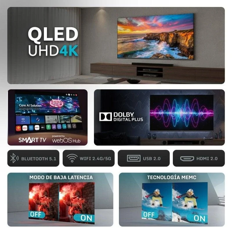 Detalle 2 de Nilait Luxe 43UD8004SWOS TV QLED 4K