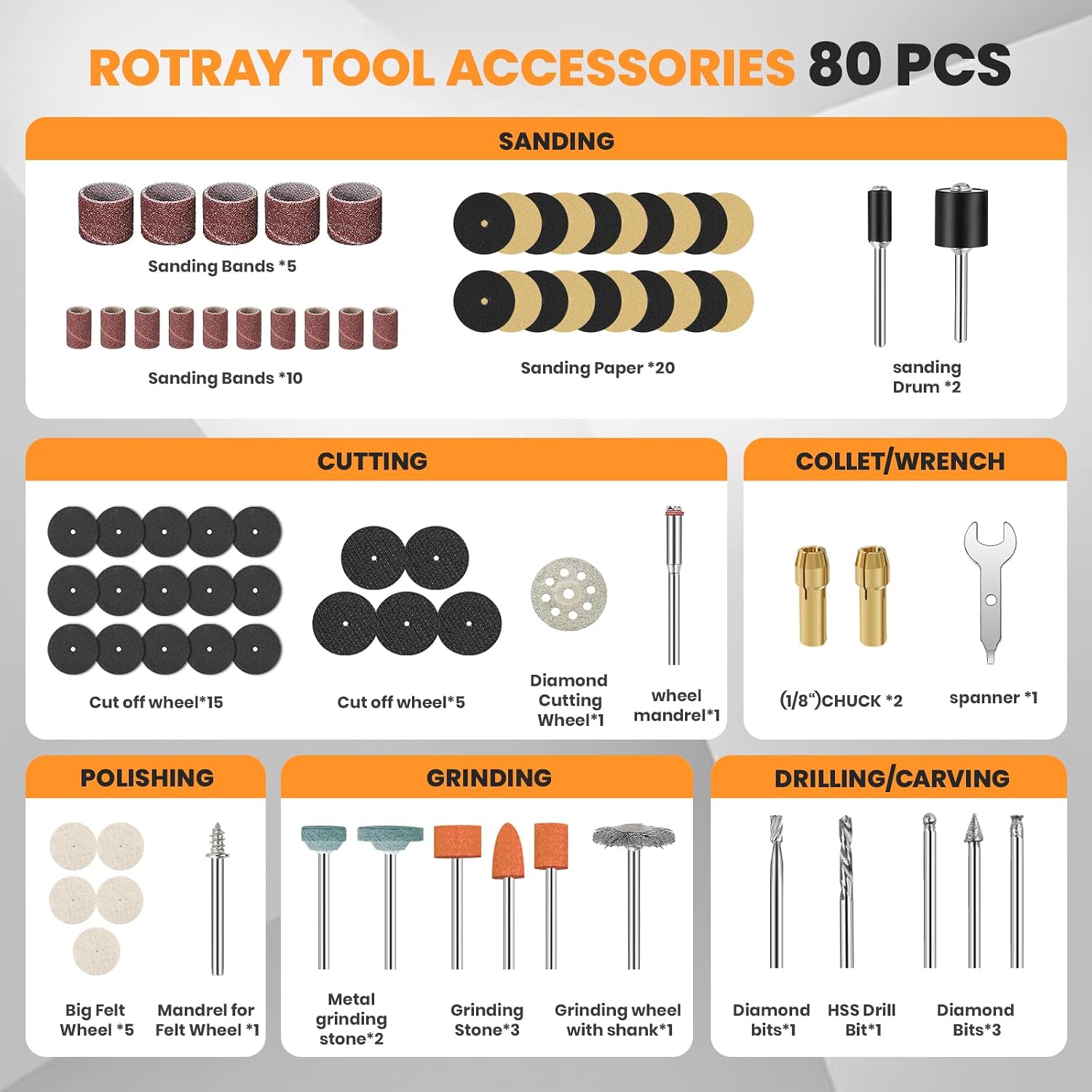 Thumbnail 2 de HARDELL 8V Cordless Rotary Tool with 5 Speeds, LED Ring Light and 80 Accessories