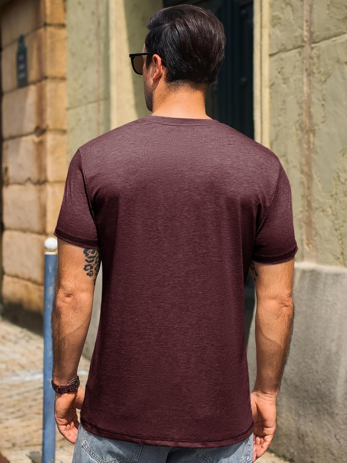 Thumbnail 5 de Runcati Herren T-Shirt Henley Kurzarm – Regular Fit, Einfarbig
