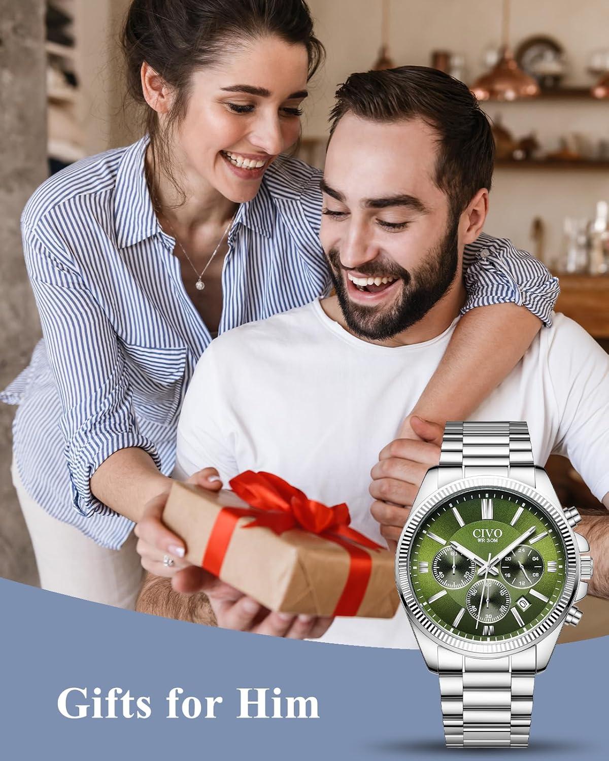 Thumbnail 1 de CIVO Chronographenuhr Herren Edelstahl 41 mm