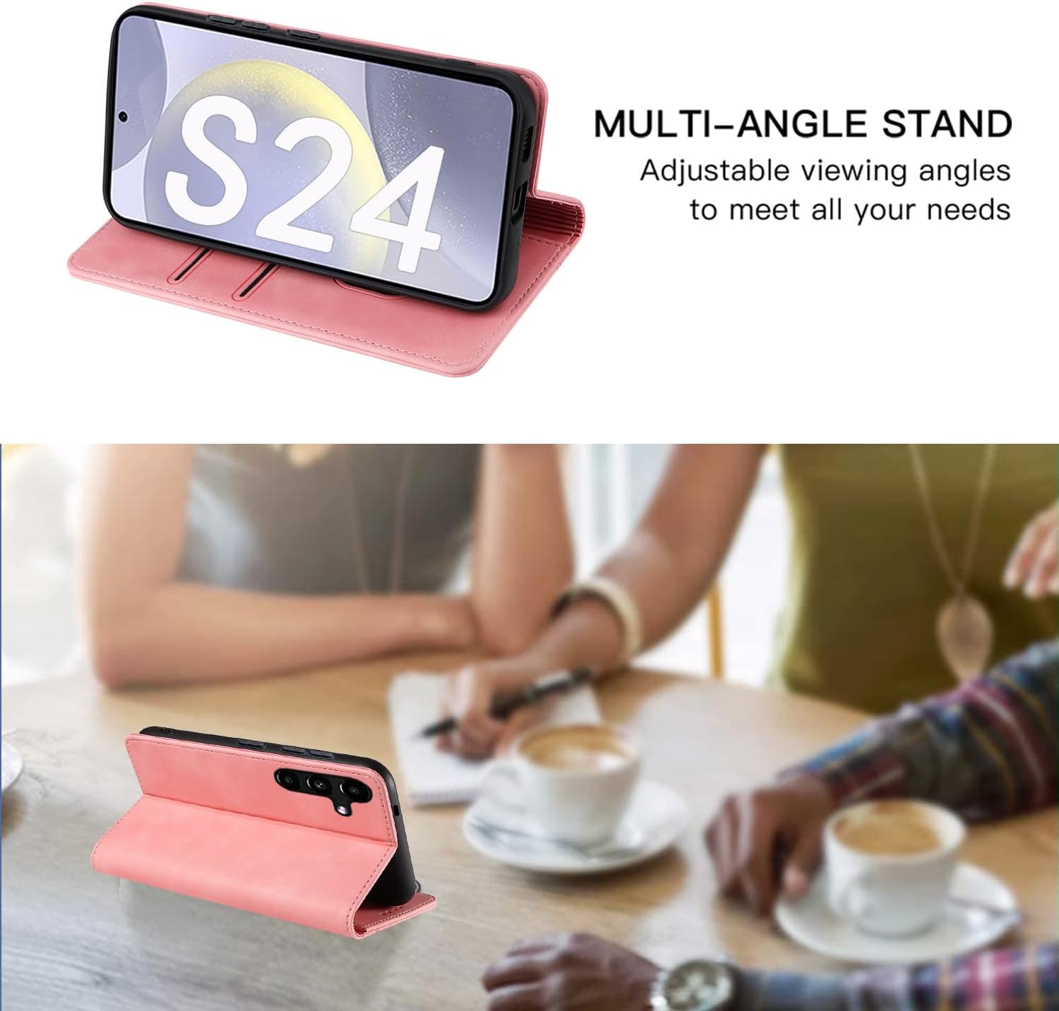 Thumbnail 5 de Leaisan Premium Leder Flip Hülle für Samsung Galaxy S24 – Rose Gold mit Kartenfächern, Standfunktion und Stoßschutz
