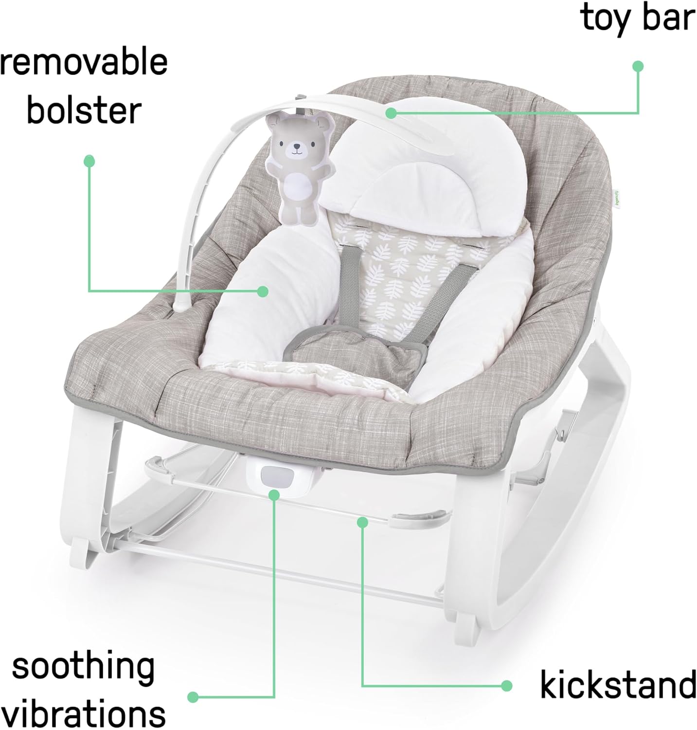 Thumbnail 4 de Ingenuity Keep Cozy 3-in-1 Sdraietta Vibrante: sdraietta, dondolo e seggiolino per neonato a bambino (0–30 mesi, fino a 18 kg) con vibrazioni e giocattolo leoncino