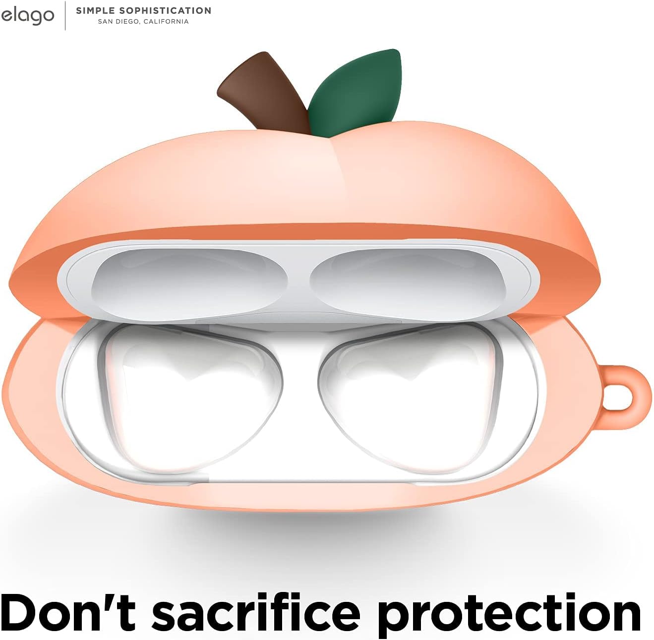 Detalle de Coque elago Pêche pour étui AirPods 3 : protection en silicone avec porte-clés et chargement sans fil