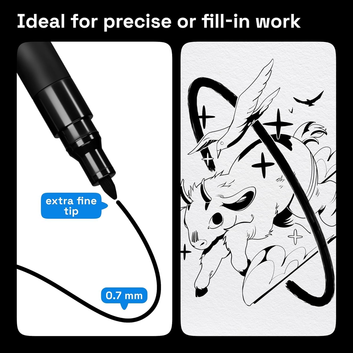 Thumbnail 1 de ARTISTRO 5 black acrylic paint pens