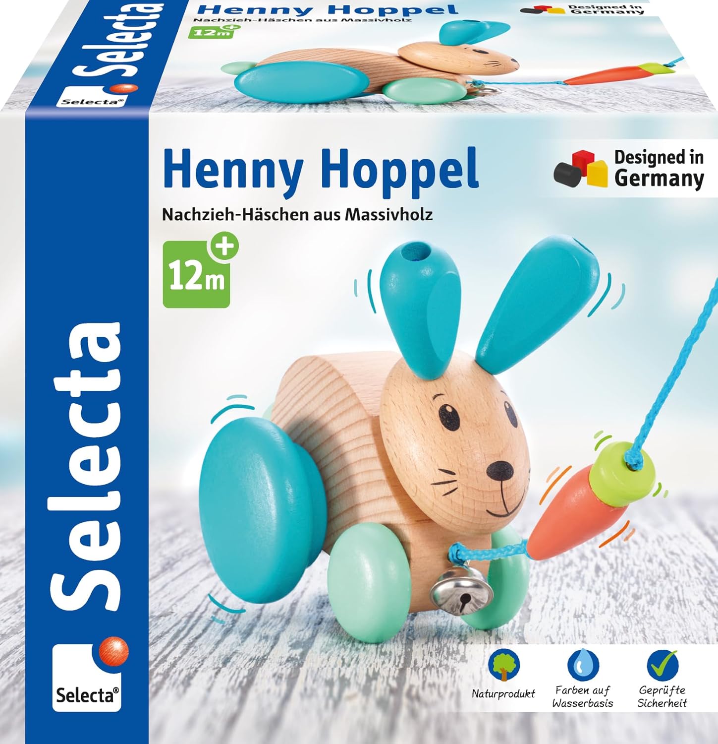 Selecta 62100 Henny Hoppel Nachzieh-Hase 13 cm