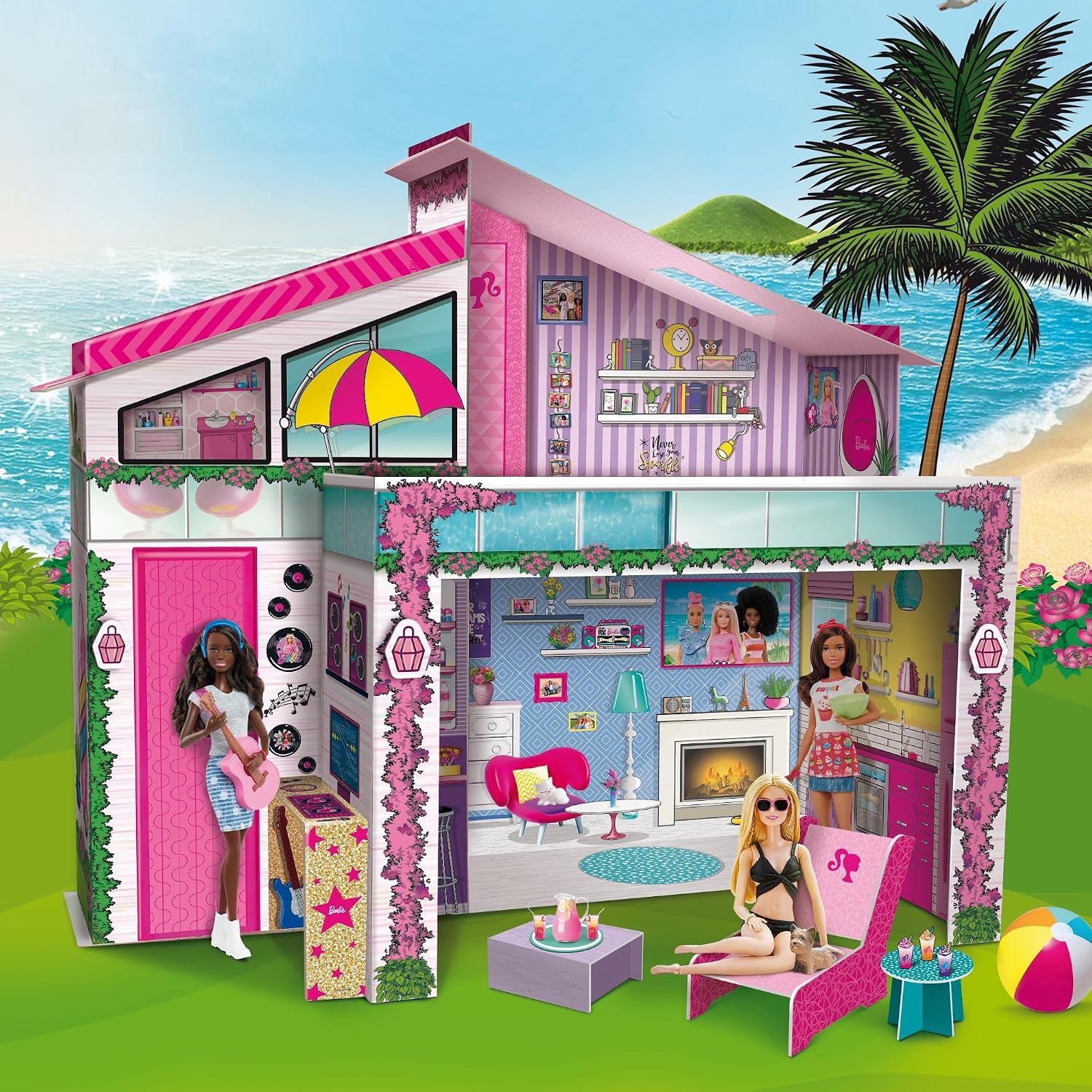 Detalle 2 de Lisciani 76932 Barbie – dwupoziomowa willa z kartonu do montażu i lalką