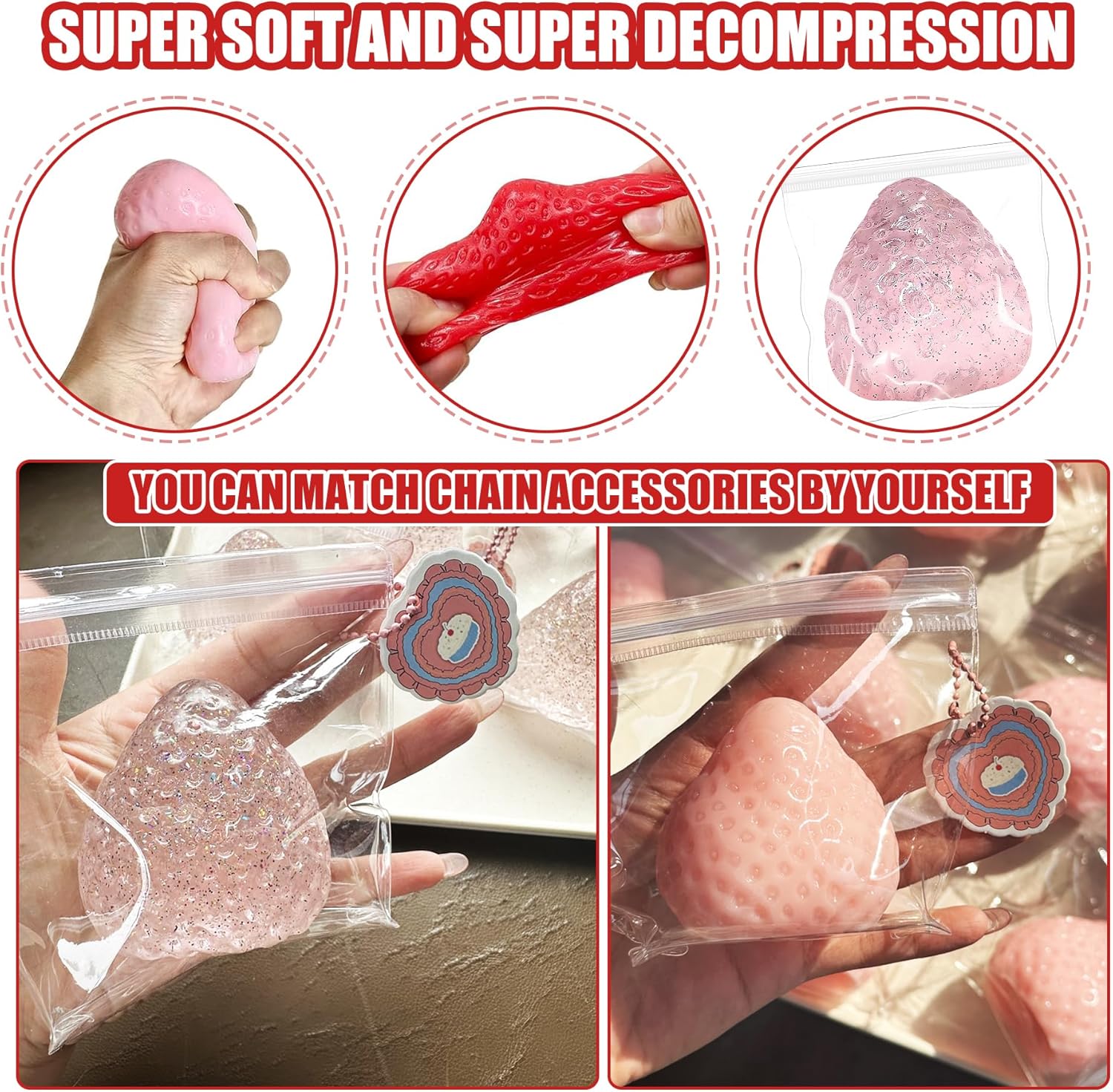 Thumbnail 3 de 3Pcs Big Taba Squishies 2.7in 🍓