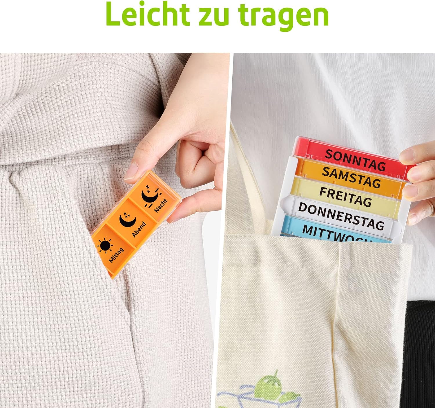 Thumbnail 6 de Opret Tablettenbox für 7 Tage mit 4 Fächern (Morgens, Mittags, Abends, Nachts) – schiebbar & BPA-frei
