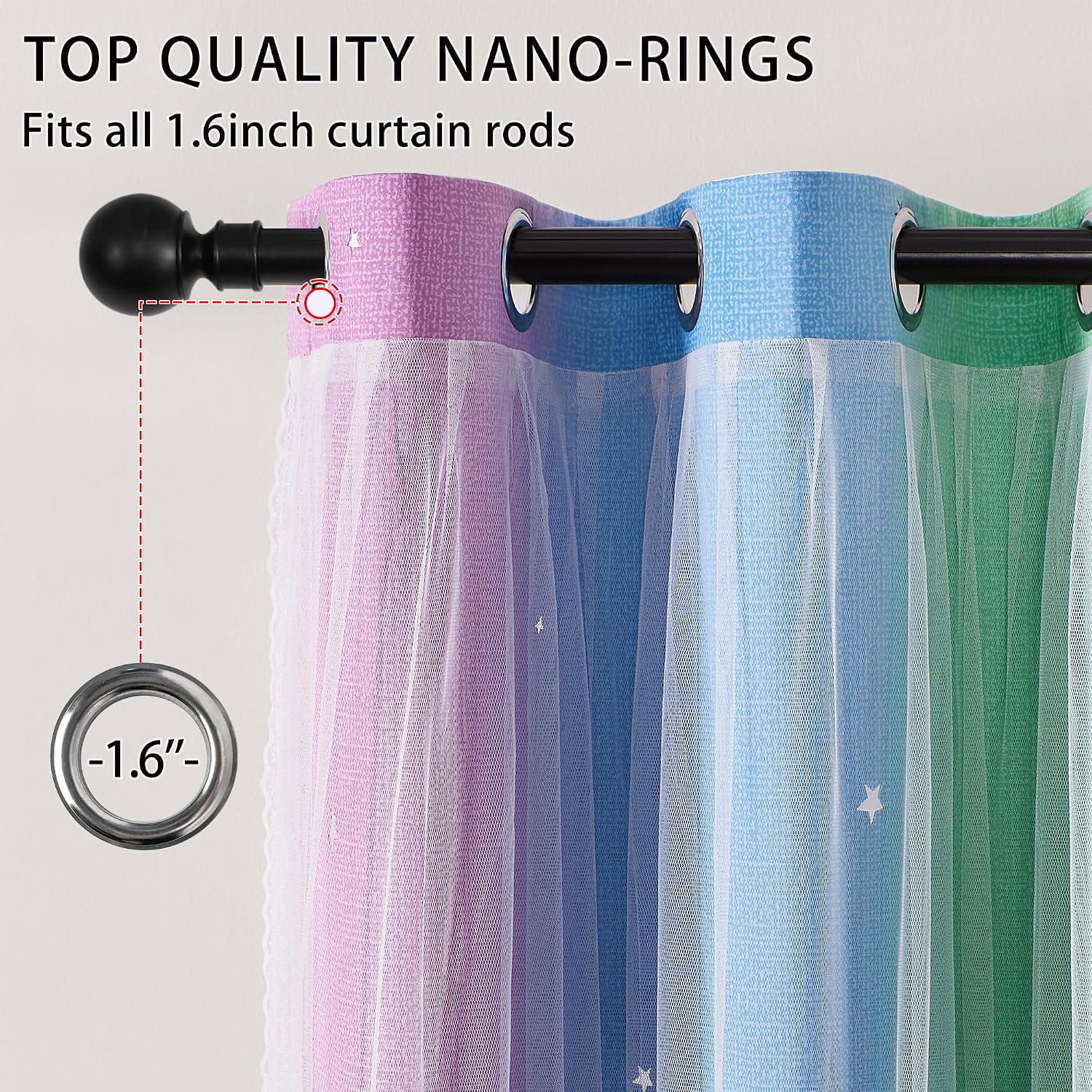 Detalle 2 de XiDi Ombre Voile Curtains 132x183cm nursery curtains ๐ช