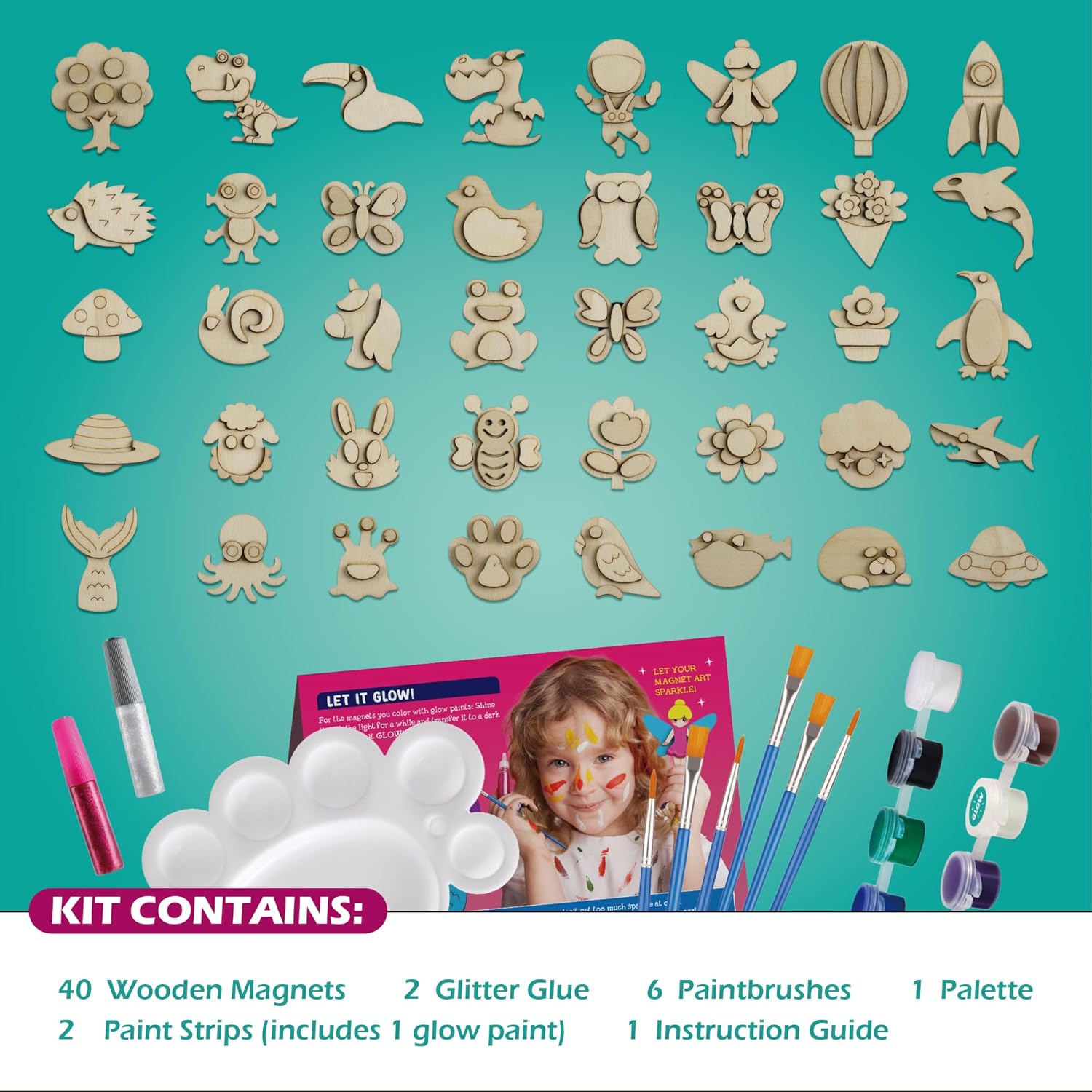 Thumbnail 5 de Byncceh Kit de Peinture Aimant en Bois 40 Pièces – Activité créative pour enfants dès 6 ans