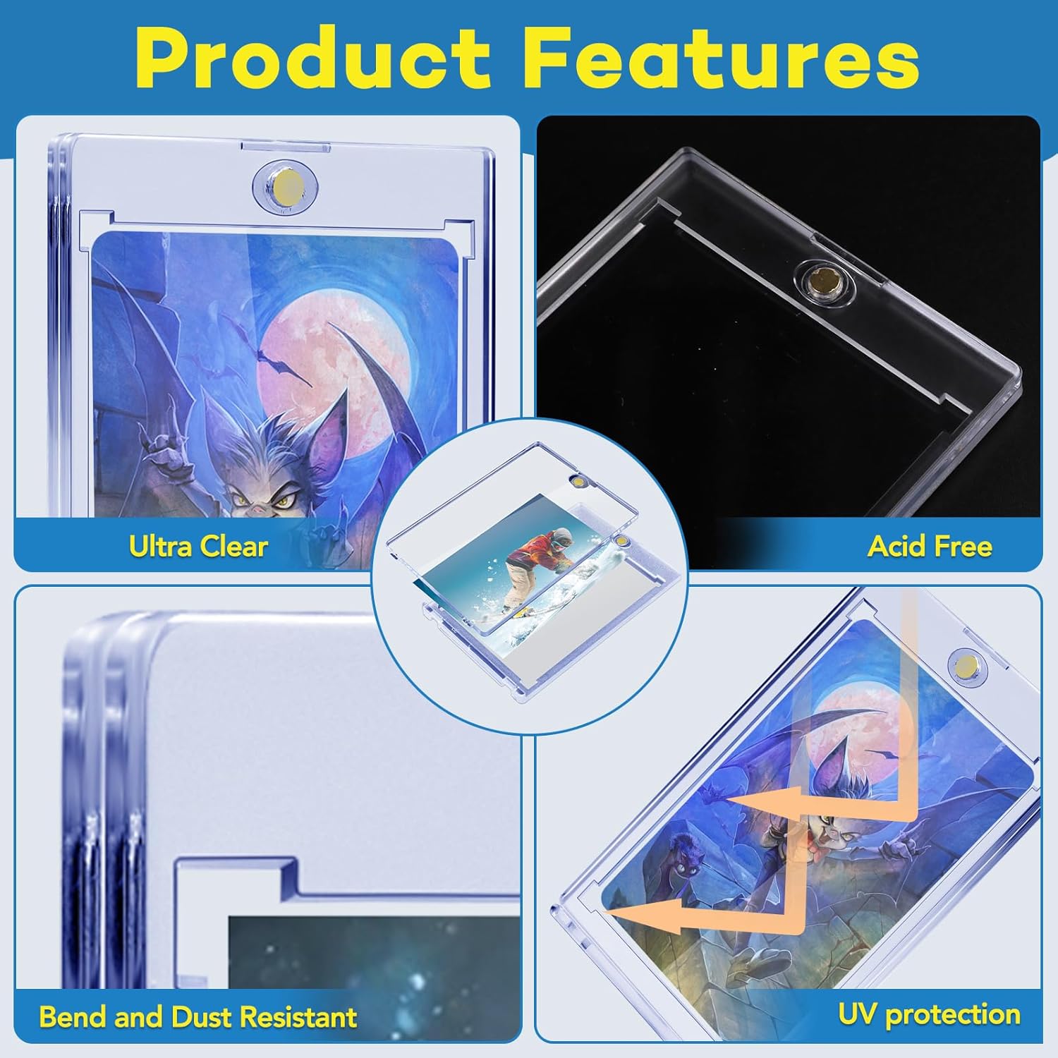 Thumbnail 2 de 100ct Magnetic Card Holders with One-Touch Magnetic Closure (35pt UV Protection)
