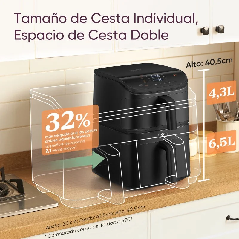 Thumbnail 2 de Cosori Turbo Tower Ceramic: Freidora de Aire 10,8 L con doble cesta y rejilla extra