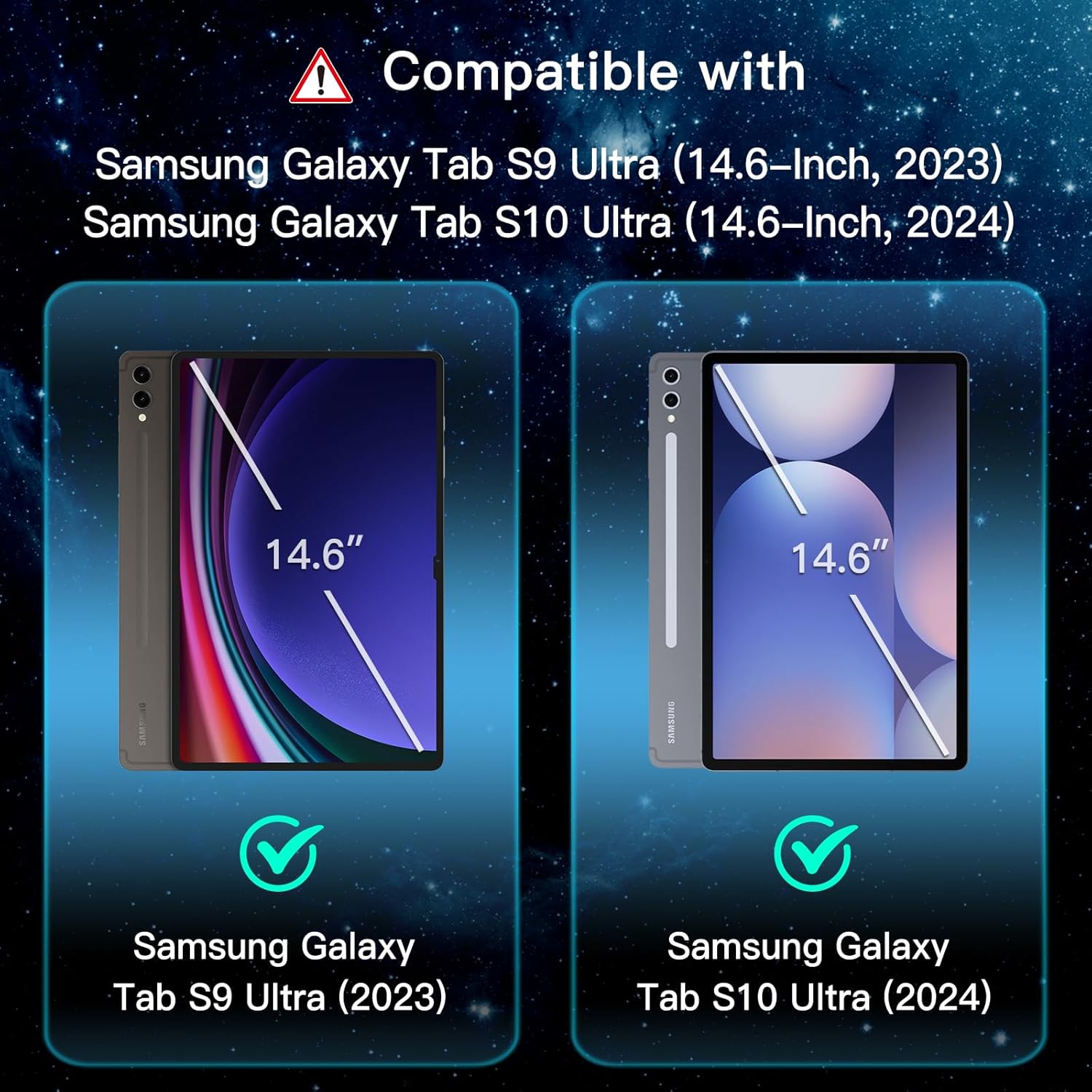 Thumbnail 1 de JETech Schutzfolie für Samsung Galaxy Tab S10 Ultra / Tab S9 Ultra (14,6 Zoll) – gehärtetes Glas, HD klar, 2 Stück