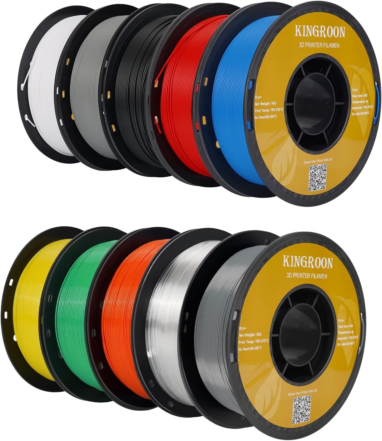 Detalle de Kingroon PLA Filament Bundle 1.75mm (10kg) – Multicolour for 3D Printers