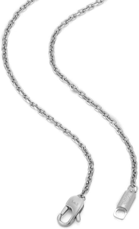 Detalle de Emporio Armani Herren-Edelstahl-Halskette mit Karabinerverschluss – gebürstet, silberfarben