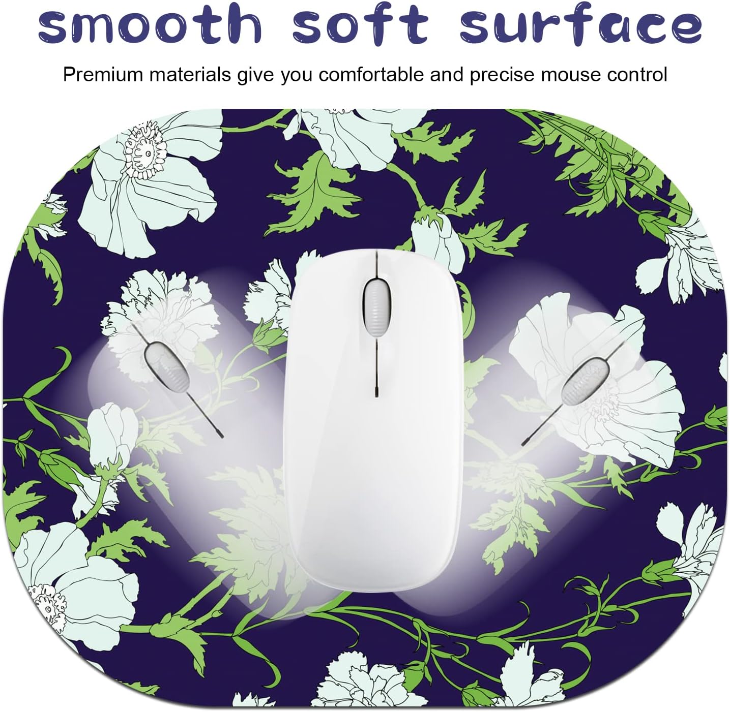 Detalle de Mouse Mat, Non-Slip Small Mouse Pad – Flowers Design (6x7x0.12 Inch), Mini Desk Pad for Travel and Home