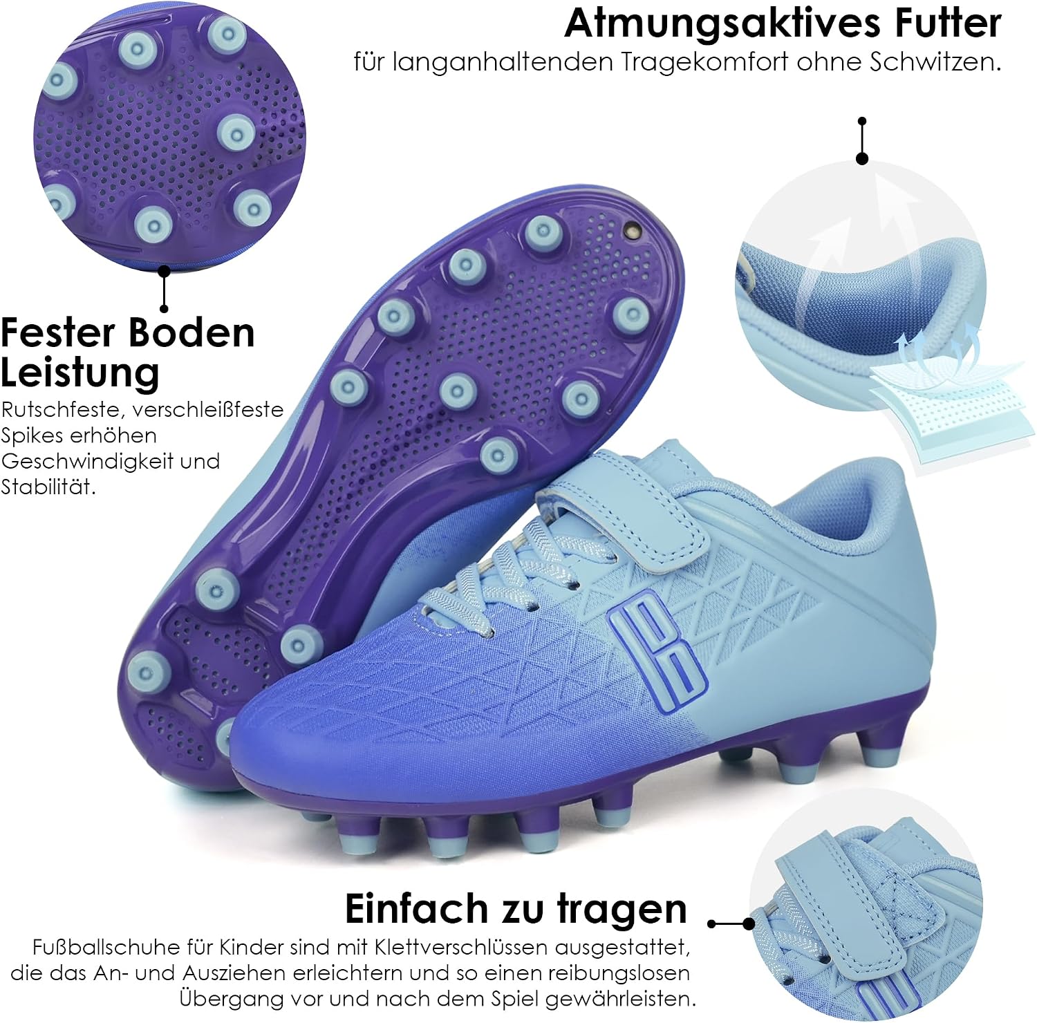 Detalle de JABASIC Kinder-Fußballschuhe für festen Boden
