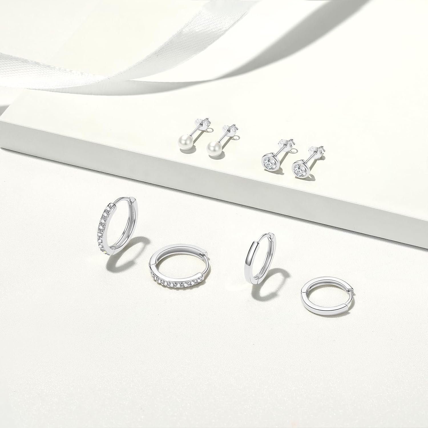 Thumbnail 2 de Ohrstecker Creolen Silber 925 Set 4 Paar