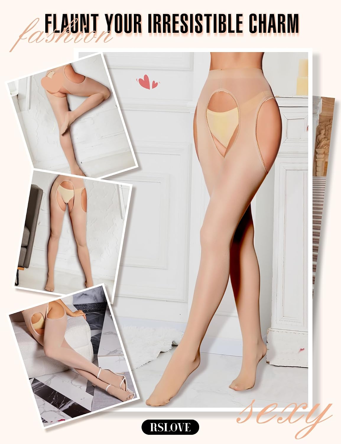 Detalle de RSLOVE 80D panty met hoge taille en open kruis van nylon