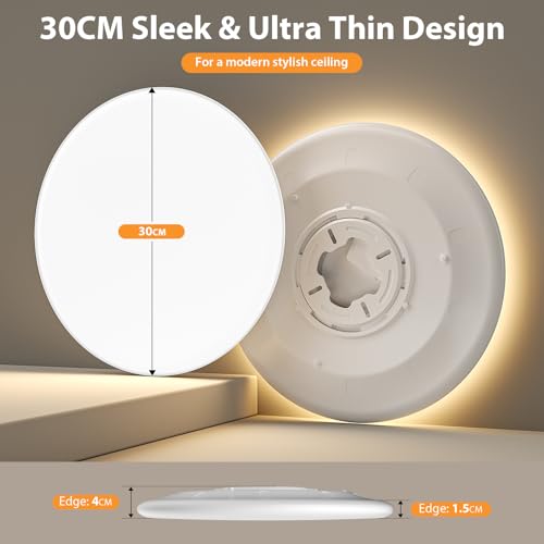 Detalle de Swoieltr Plafoniera LED 30cm 24W IP54 – design UFO, luce bianca 4000K