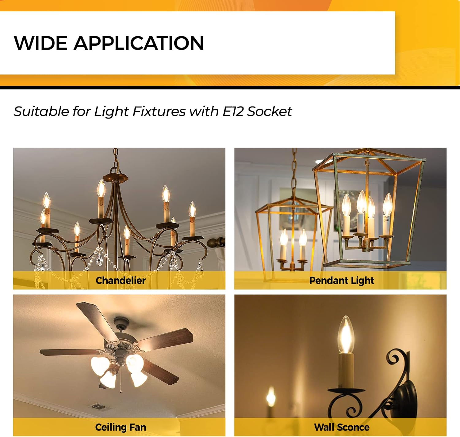 Thumbnail 6 de HIZASHI LY-C32-4W-W-90-C E12 B10 LED Candelabra Bulbs, Dimmable, 2700K