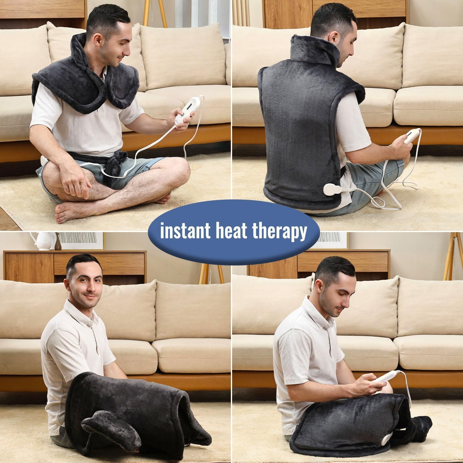 Detalle de Tefici NA-H1622D Electric Heating Pad, 24" × 33", 3 Heat Levels