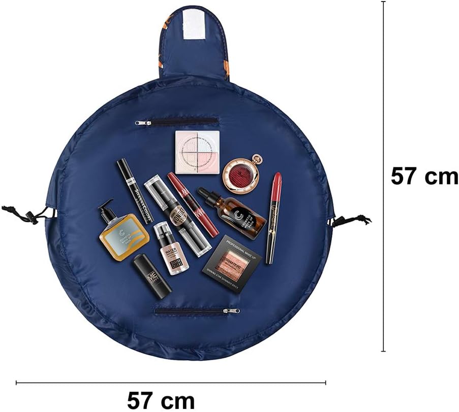 Detalle de Lazy Drawstring Makeup Bags Large Capacity Waterproof Travel Cosmetic Bag Pouch (Gold Fox)