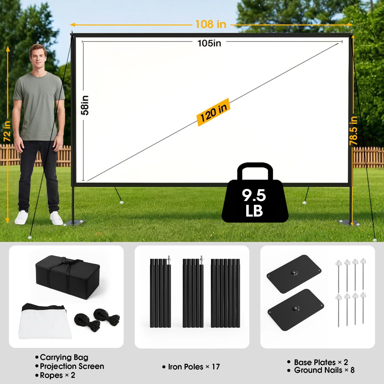 Thumbnail 6 de 120" Outdoor Projector Screen with Stand
