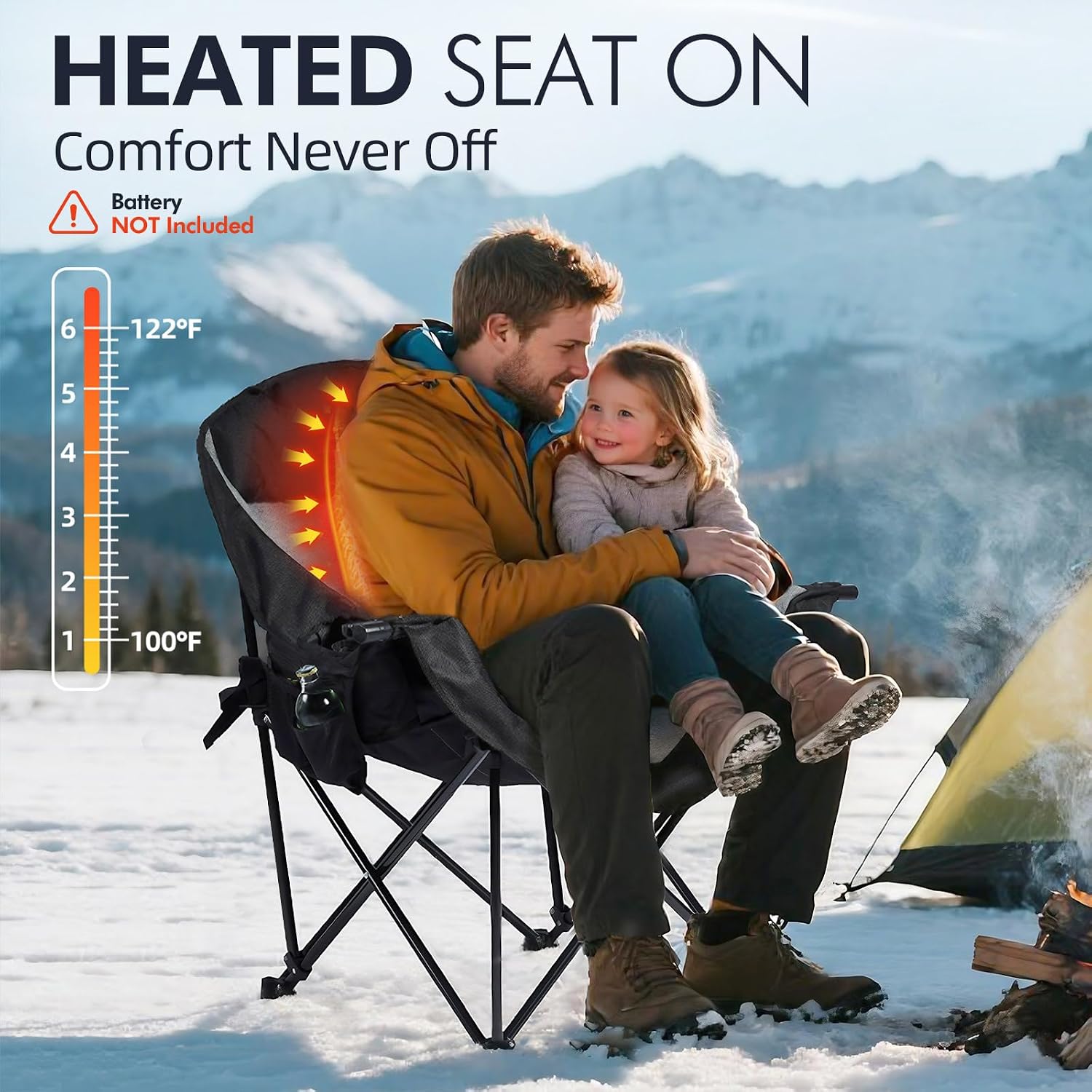 Detalle 2 de PUVASIA PW-RC739E-HS1 Heated Oversized Camping Chair with Dual-Zone Heating