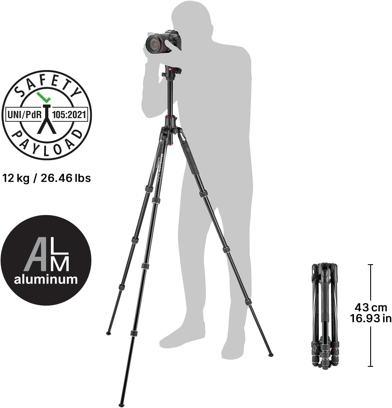 Thumbnail 1 de Manfrotto Befree GT XPRO Aluminium Camera Tripod with 496 Centre Ball Head (MKBFRA4GTXP-BH)
