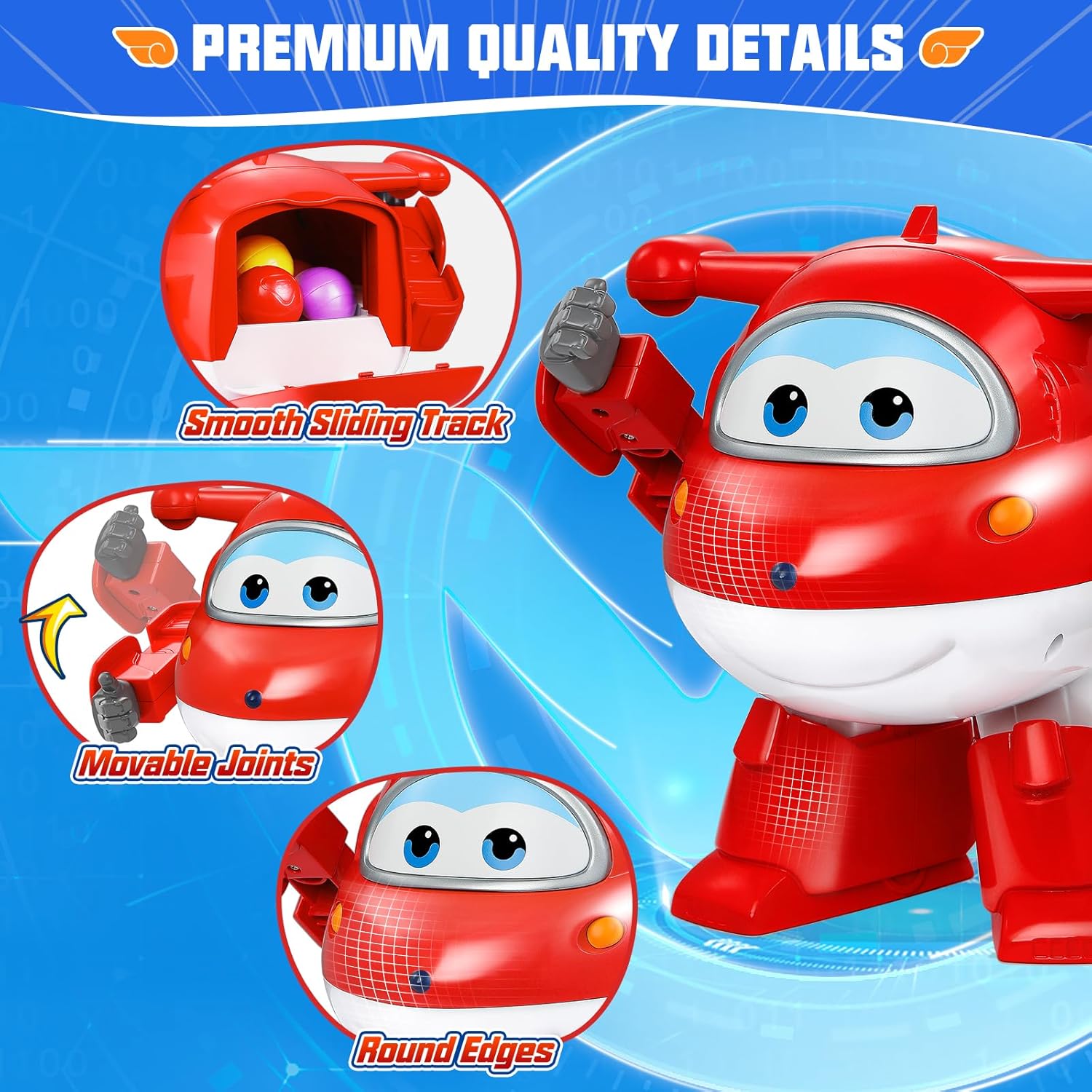 Detalle de Super Wings Lucky Ball Giocattolo Jett 20,5 cm (2 in 1) con 7 Lucky Ball e 3 set di adesivi fai da te