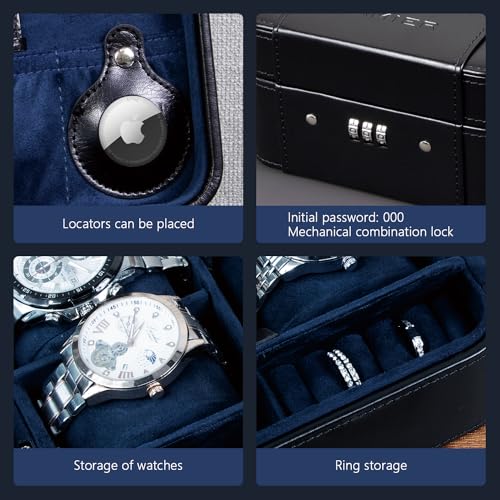 Thumbnail 1 de KAMIER Custodia da viaggio per 4 orologi in pelle PU con chiusura a combinazione