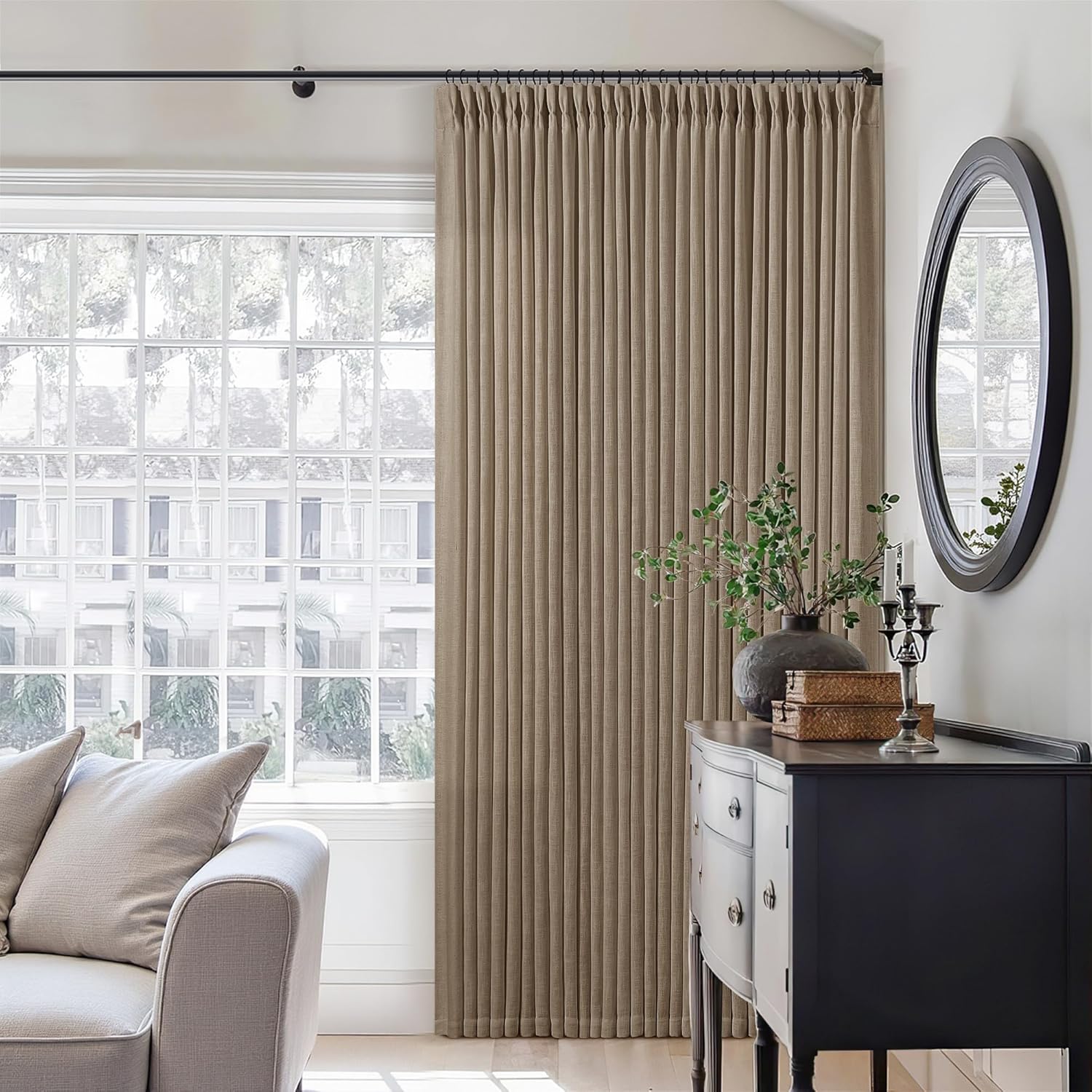 Thumbnail 6 de Neutral Linen Pinch Pleat Curtains, 84-Inch Length (Set of 2) — Farmhouse Boho Back Tab Look