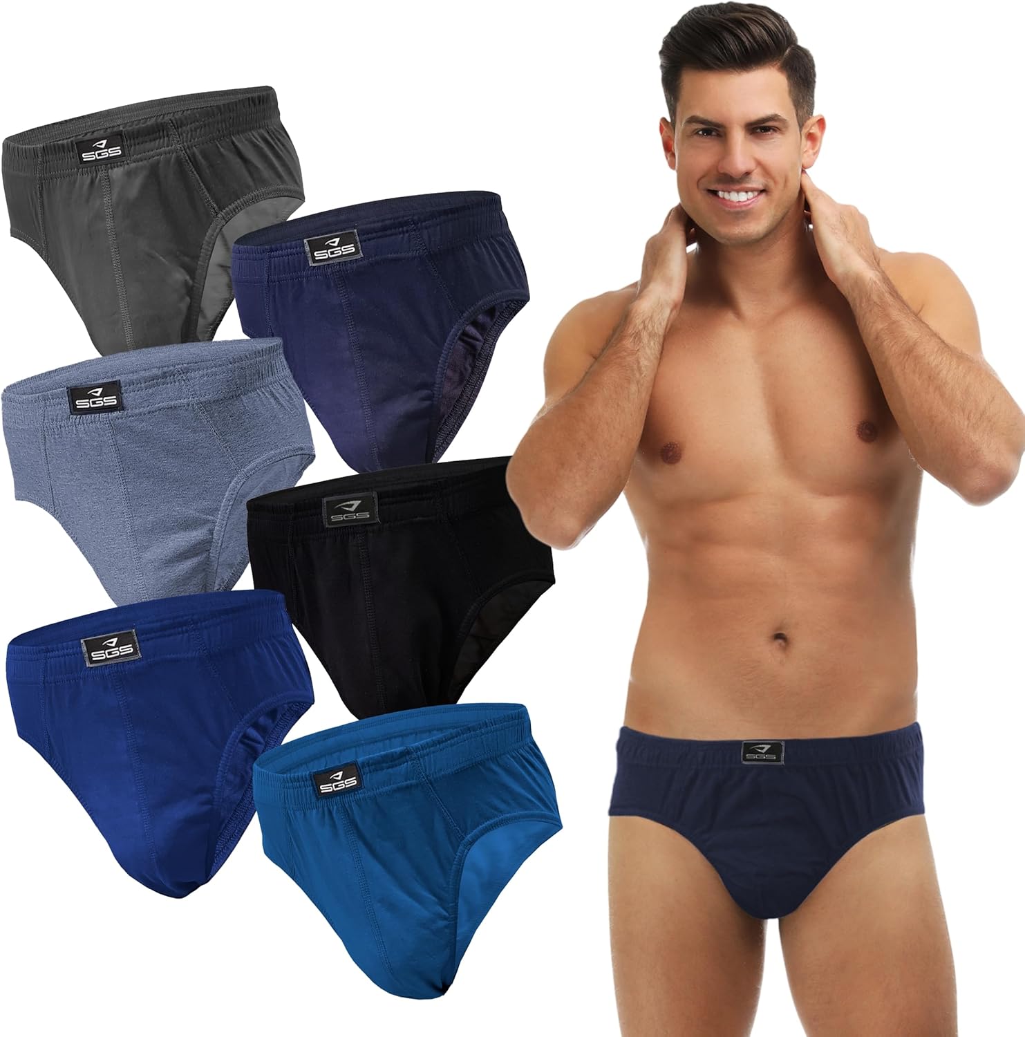 Detalle de SGS Slip Herren Unterhosen Baumwolle – 6er oder 12er Pack, atmungsaktiv und hautschonend