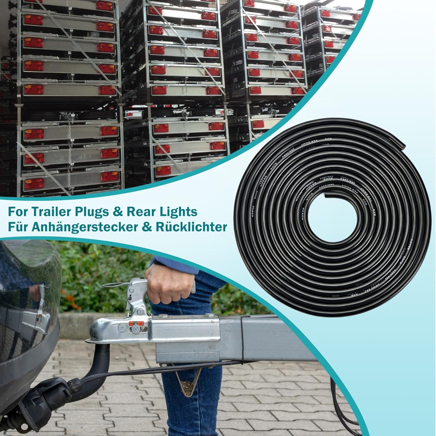 Thumbnail 6 de DARKGUARD 7-core trailer cable (0.5mm²) – 20m round copper wire for 7-pin light board