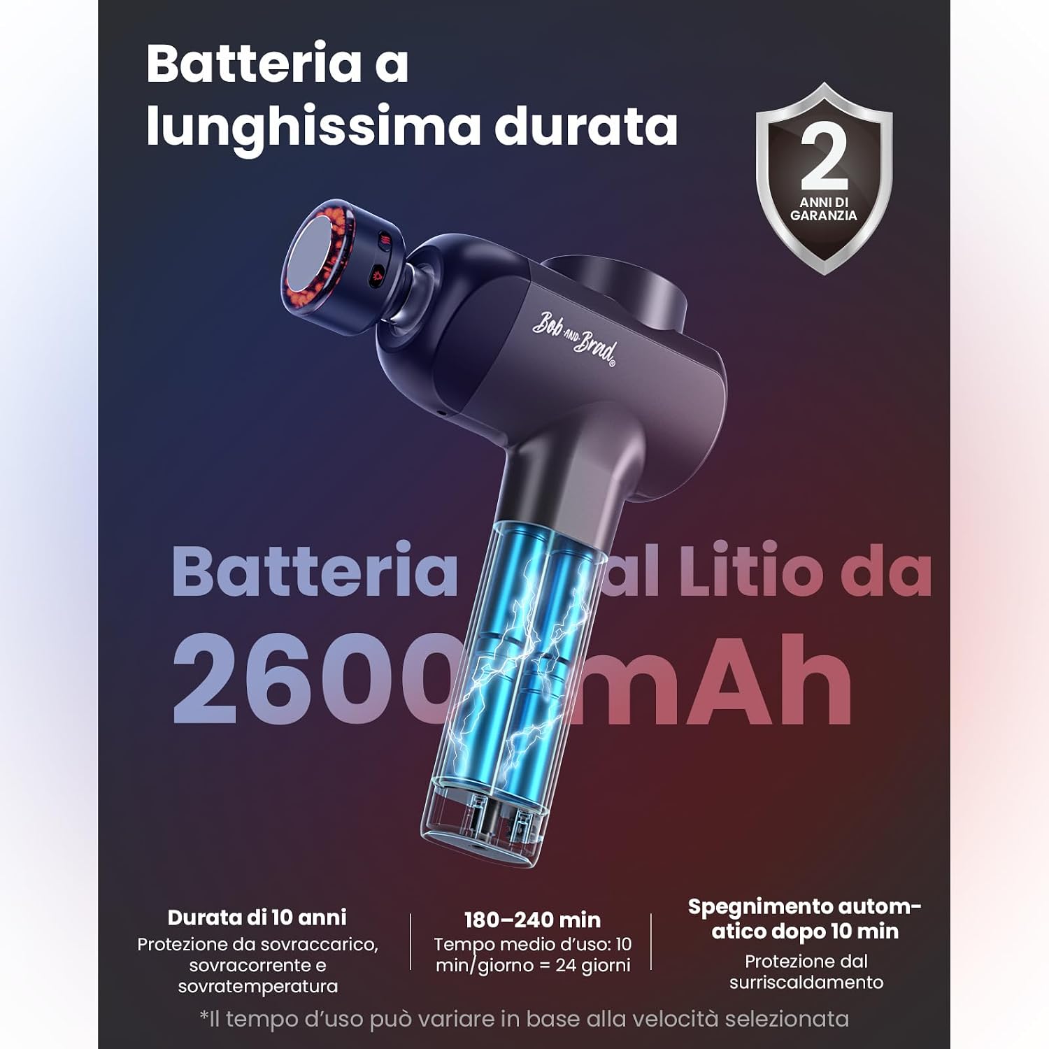 Detalle de BOB AND BRAD X6 Ultra massaggiatore a pistola portatile con calore e terapia LED rossa
