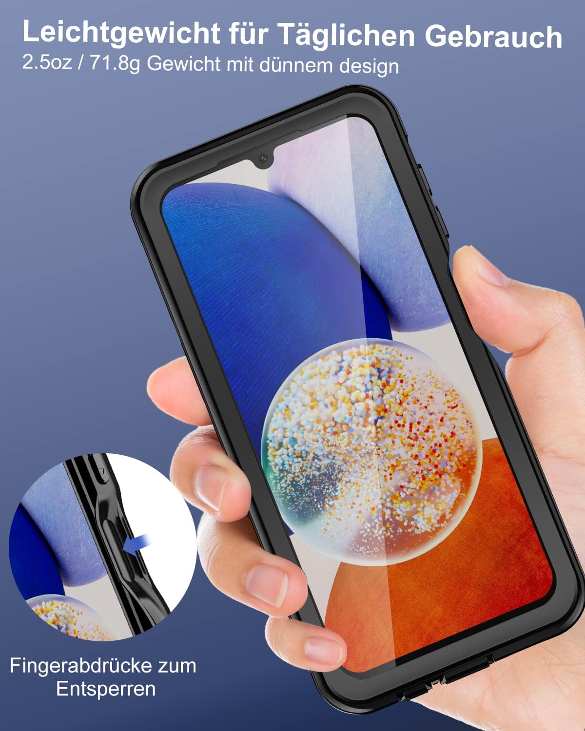 Thumbnail 4 de WIFORT Hülle für Samsung Galaxy A14 6,6" – IP68 wasserdicht, 360° Schutz & integrierter Displayschutz