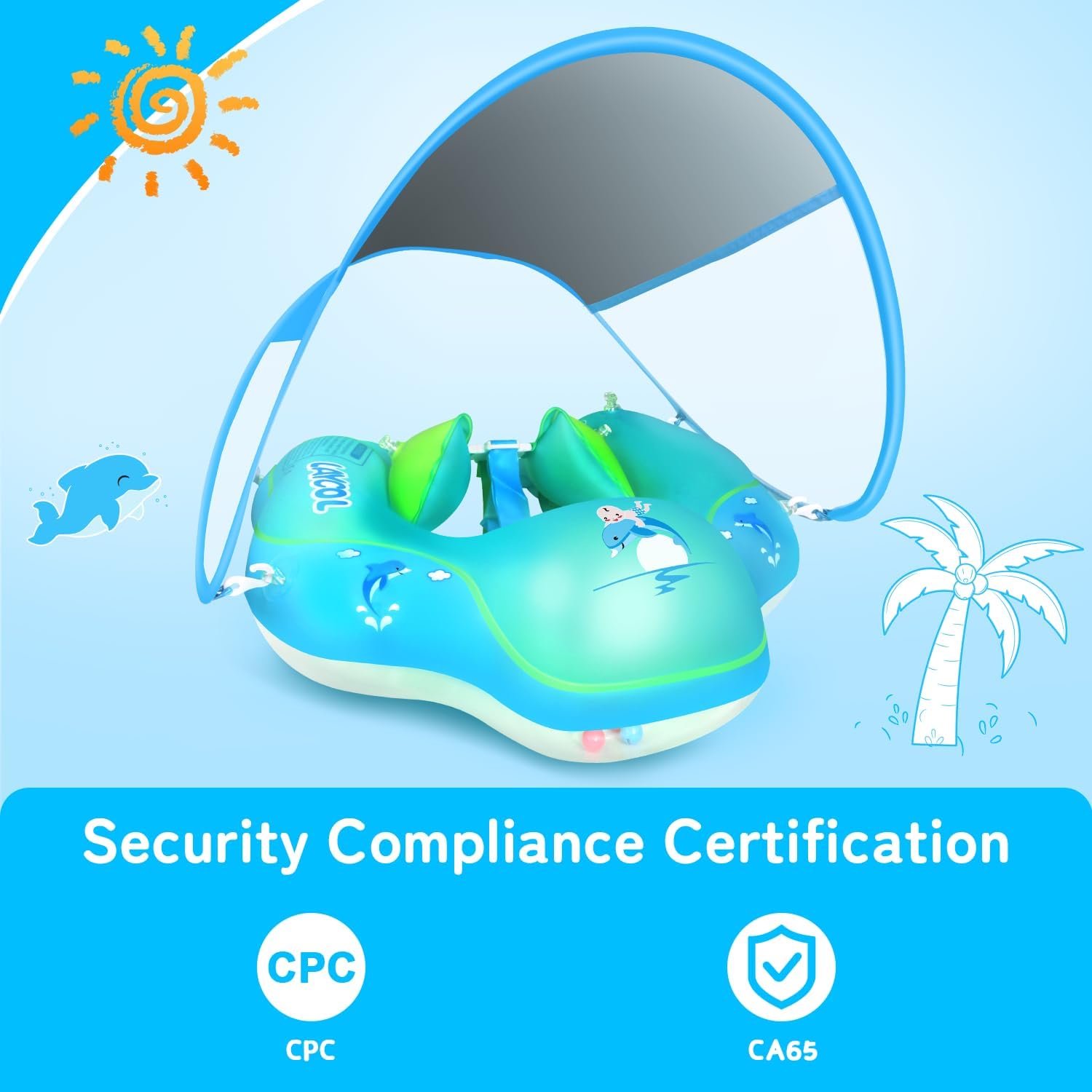 Thumbnail 2 de Inflatable Baby Pool Float with Canopy UPF50+ Sun Protection (No Flip) for Babies 3–36 Months