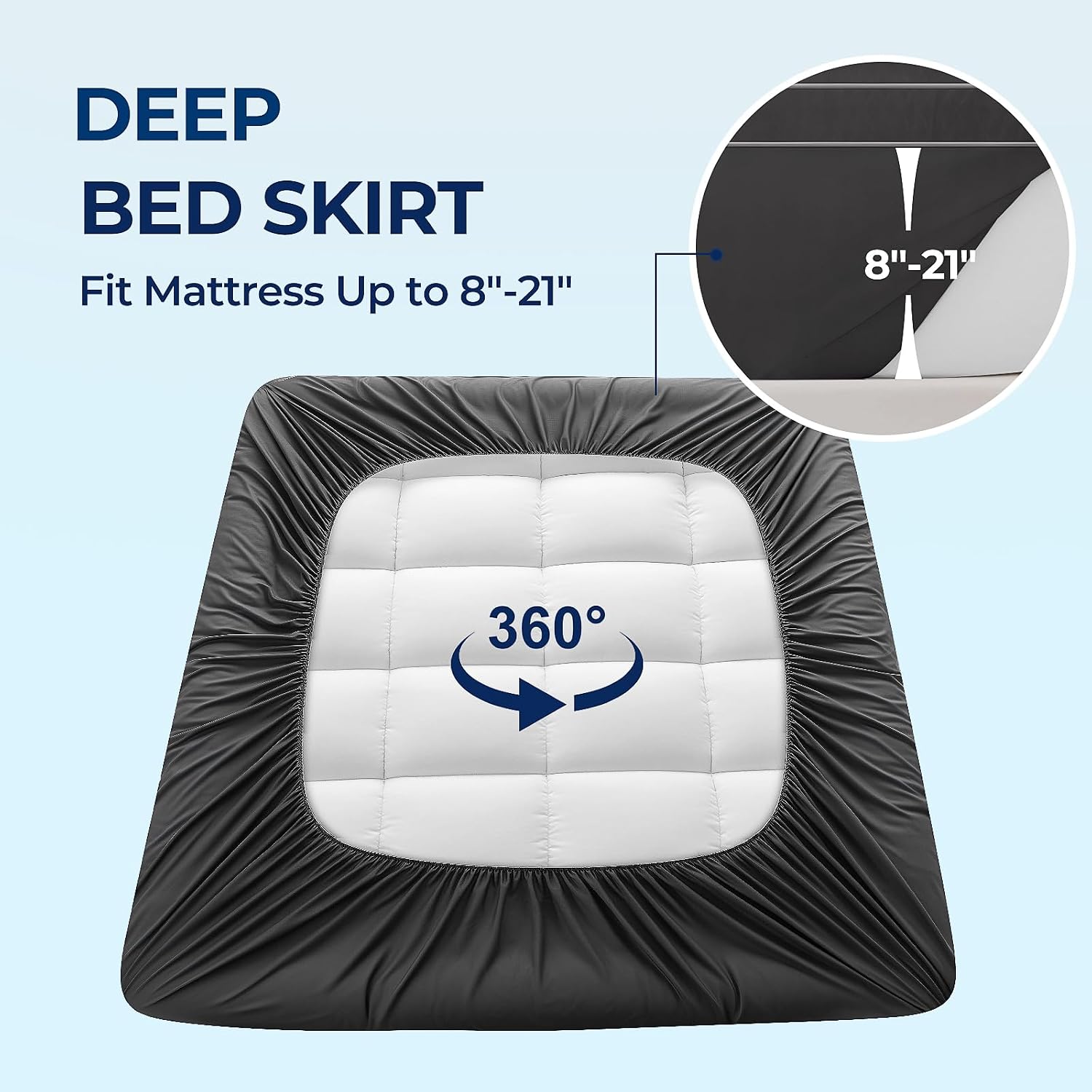 Detalle 2 de PATSBA Dual-Layer Memory Foam Mattress Topper, Queen, Gel Foam & Quilted Pillow Top