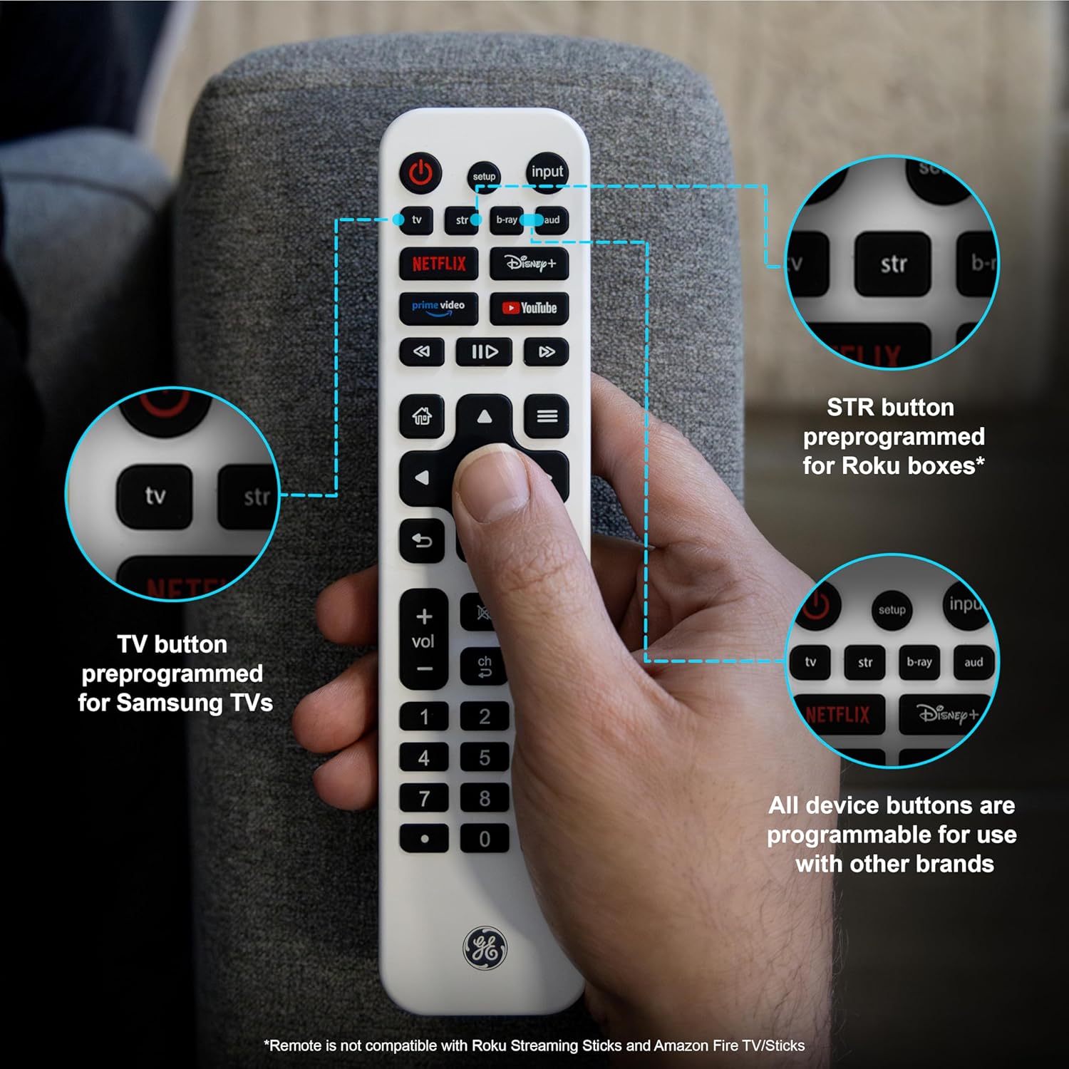 Detalle de GE Rechargeable 4-Device Universal Remote with Backlit Keys (Model 80984)