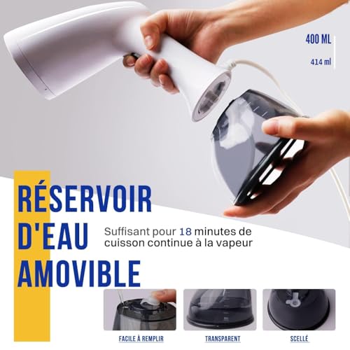 Thumbnail 5 de Rolipo Défroisseur Vapeur 1640W — défroisseur portable haute puissance, réservoir 400ML, Blanc
