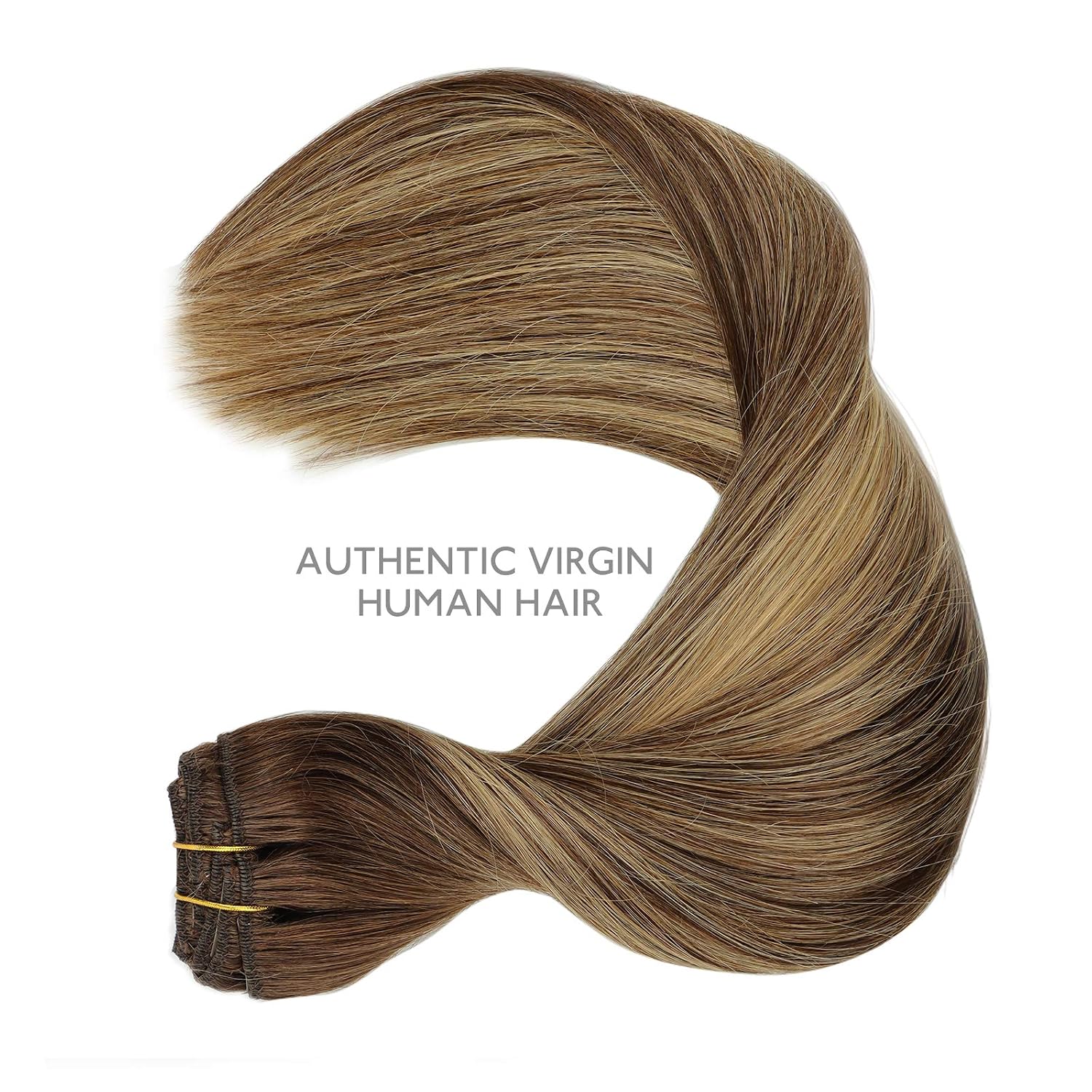Thumbnail 5 de WENNALIFE Clip in Hair Extensions 150g, 22 Inch, Balayage Chocolate Brown to Honey Blonde (9pcs) – Real Human Hair, Double Weft