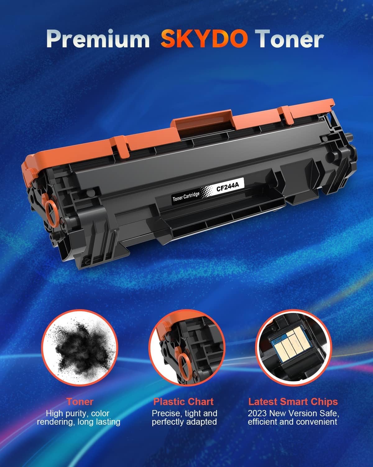 Detalle de Skydo 44A CF244A Cartouche de Toner – 2 Cartouches Noirs avec Dernier Chip pour HP LaserJet Pro M15/M28