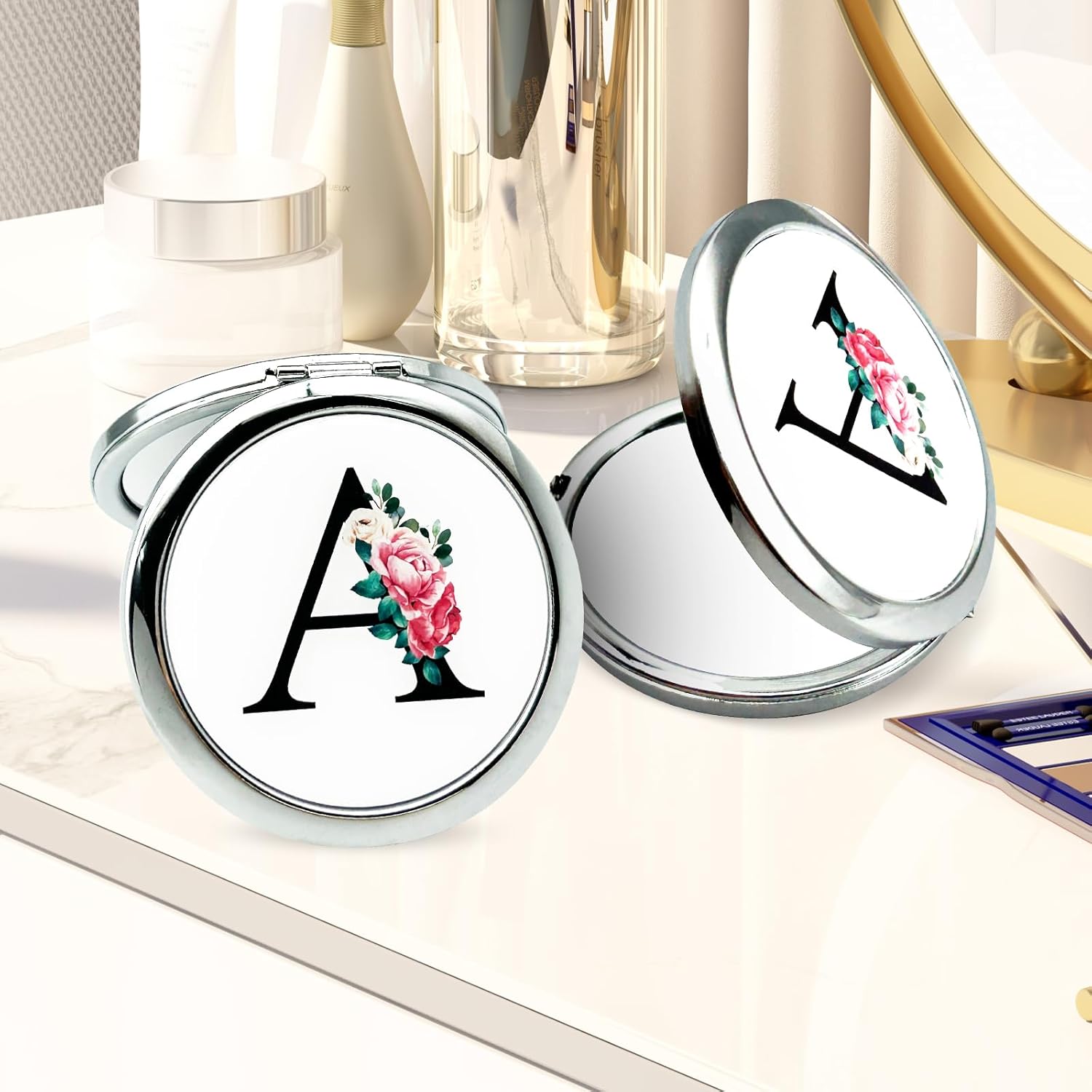 Thumbnail 4 de JEKUGOT Compact Mirror: Alphabet-Themed Dual-Sided Pocket Mirror