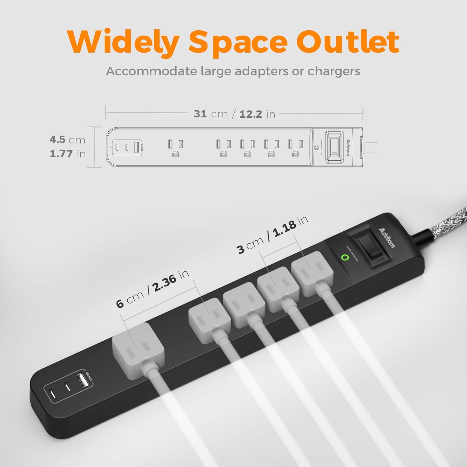 Thumbnail 3 de Power Strip Surge Protector 1875W, 2 Pack 🔌